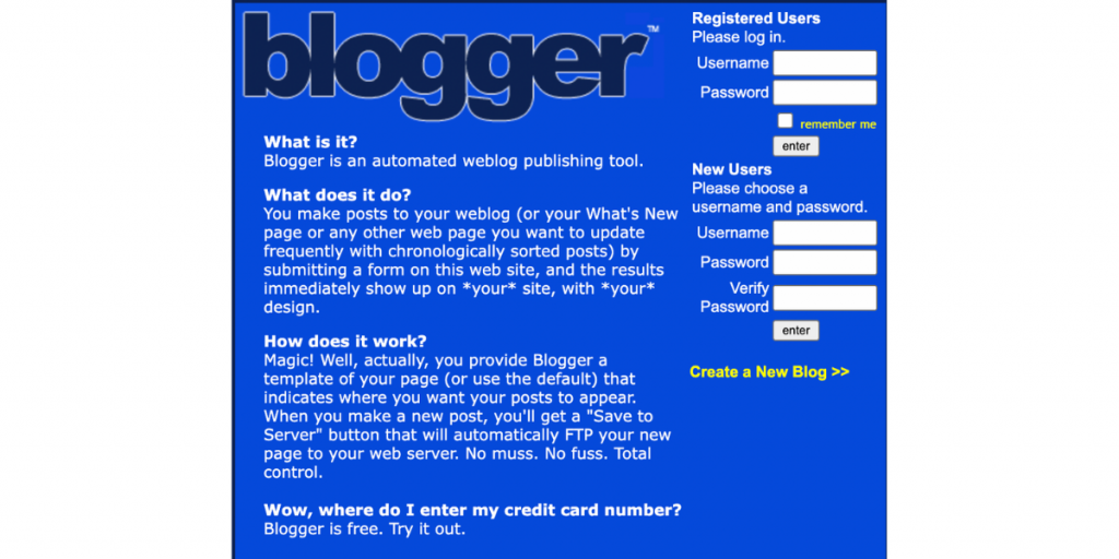 Blogger was created by Evan Williams and Meg Hourihan