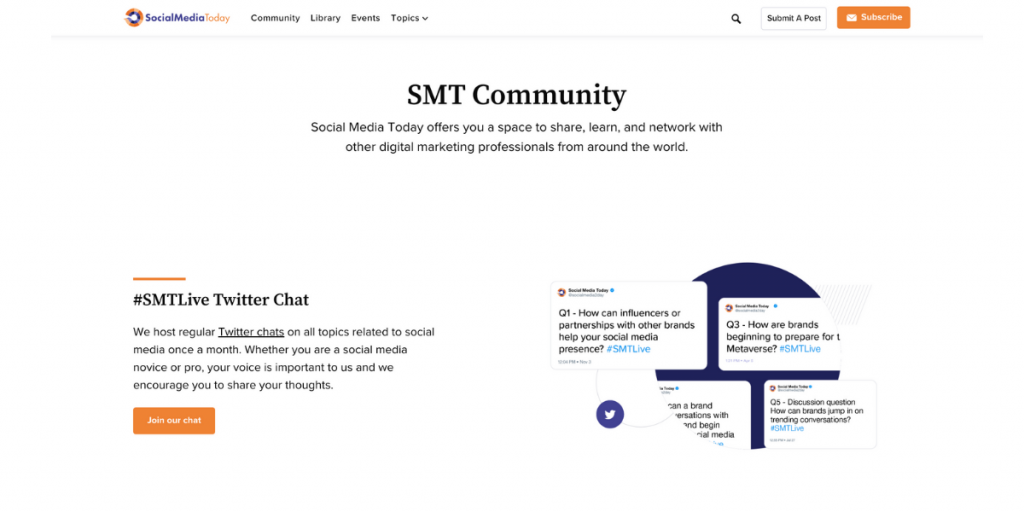 Community page on SocialMediaToday (SMT)
