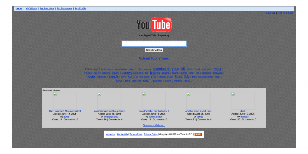 One of first versions of Youtube