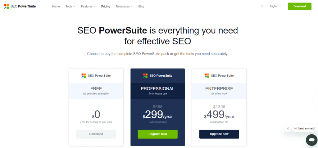 SEO Powersuite plans and pricing