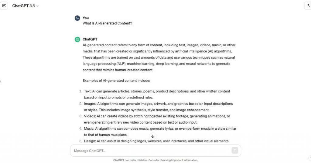 AI generated content