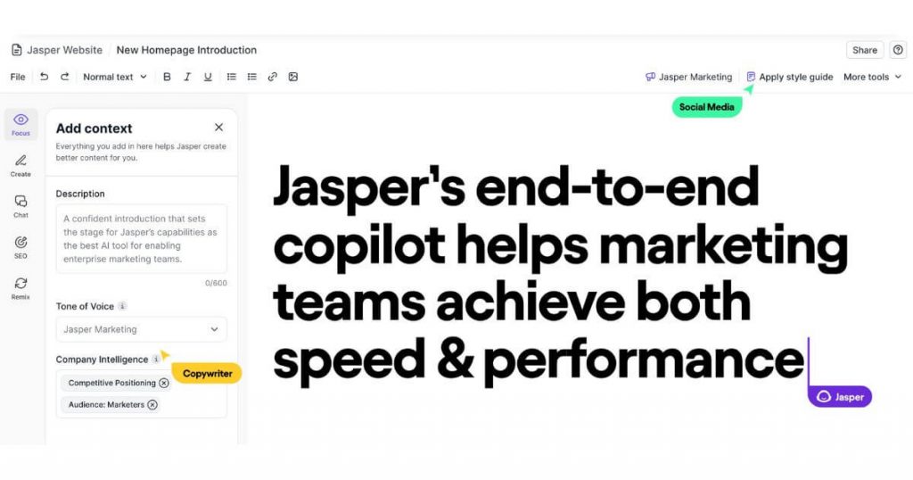 Jasper AI content creation