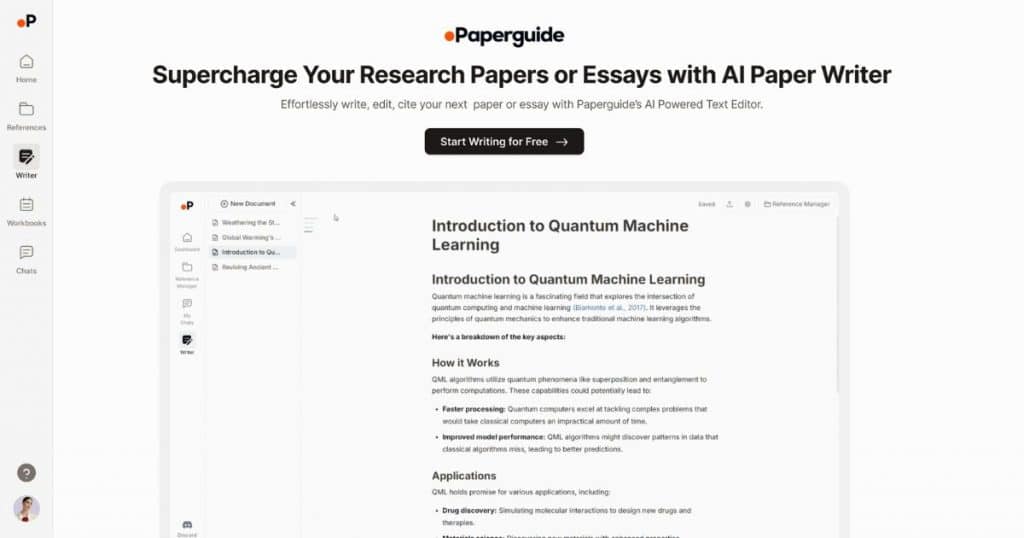 paperguide ai writer landing page