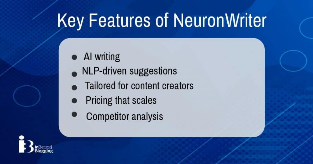 Key features of NeuronWriter
