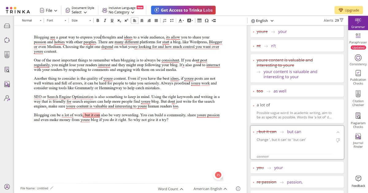 Trinka Trinka Review 2025: AI Grammar Checker Evaluation - InBound Blogging