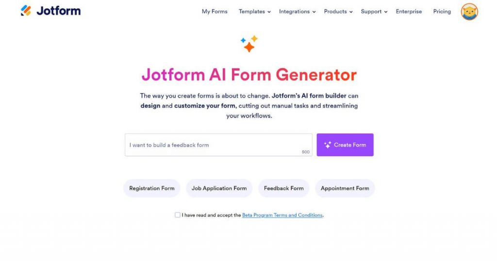 Jotform AI Form Generator