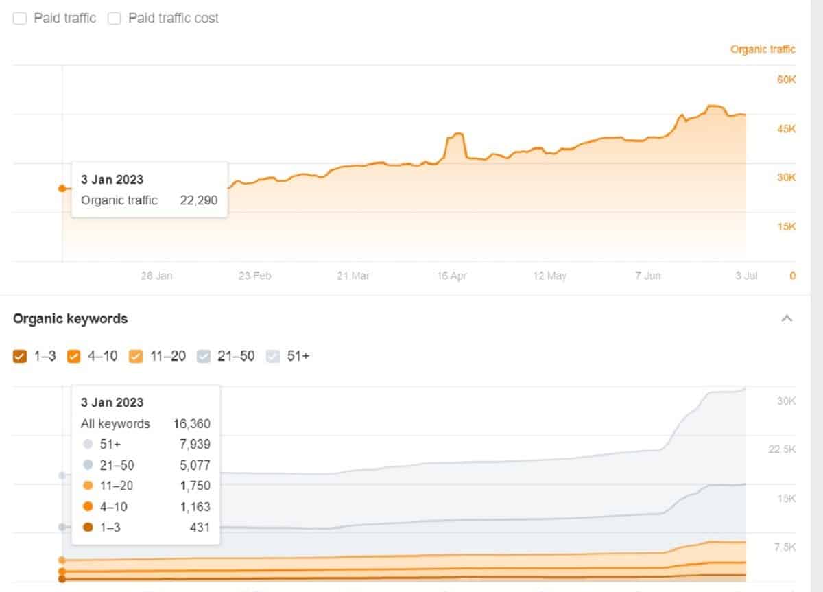 Organic Traffic january-Keywords